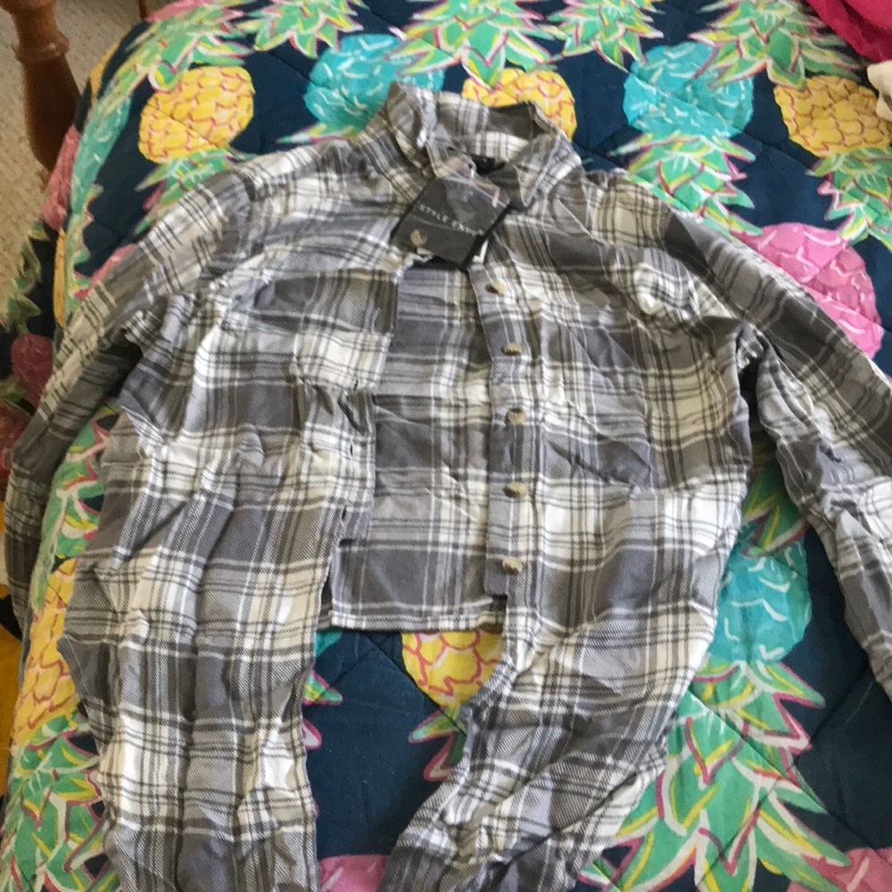 A button plaid shirt